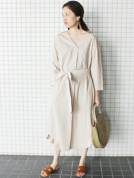 「デイリーカジュアル」｜「アイテム（シャツワンピース）」を使った、Sallyさん（レディース・162cm）の春コーディネート