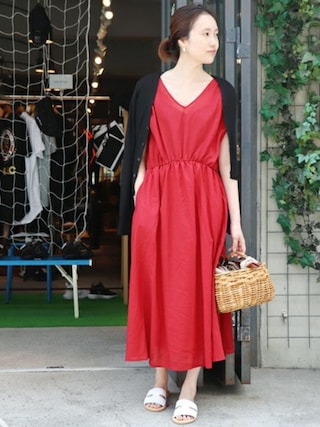 CLASSY. Closetコラボ　ロングワンピ　 スローブイエナ SLOBE IENA（スローブイエナ）の「Vネックギャザーワンピース