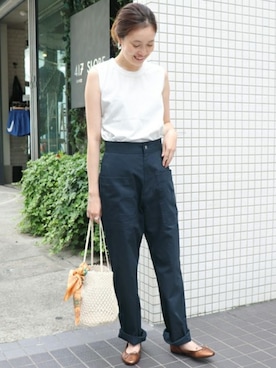 「SLOBE IENA（スローブイエナ）のアイテム（バレエシューズ）」を使った、Sallyさん（レディース・162cm）の夏コーディネート