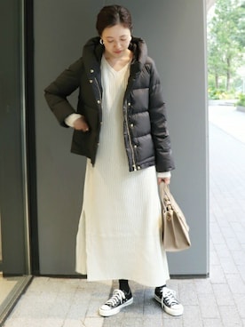「SLOBE IENA」｜「アイテム（ダウンジャケット/コート）」を使った、Sallyさん（レディース・162cm）の秋コーディネート