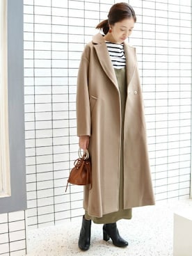 SUPER100 シングルモッサロングコート◇を使った人気ファッション 