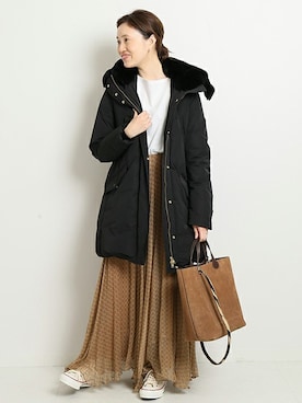 「SLOBE IENA」｜「アイテム（ダウンジャケット/コート）」を使った、Sallyさん（レディース・162cm）の夏コーディネート