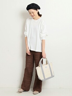「SLOBE IENA（スローブイエナ）のアイテム（ハンチング/ベレー帽）」を使った、Sallyさん（レディース・162cm）の夏コーディネート