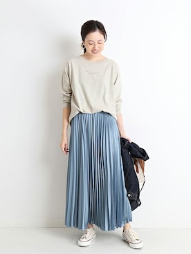 「サックスブルー」｜「アイテム（デニムジャケット）」を使った、Sallyさん（レディース・162cm）の冬コーディネート