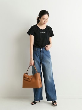 「SLOBE IENA（スローブイエナ）のアイテム（デニムパンツ）」を使った、Sallyさん（レディース・162cm）の春コーディネート
