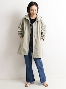 SLOBE IENA T/Cツィルフードブルゾン　グレージュ　手洗い可 SLOBE IENA（スローブイエナ）の「T/Cツィルフードブルゾン【手洗い
