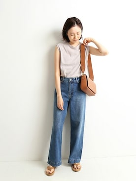 「SLOBE IENA（スローブイエナ）のアイテム（デニムパンツ）」を使った、Sallyさん（レディース・162cm）の春コーディネート