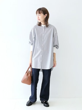 「クレリックシャツ」｜Sallyさん（レディース・162cm）の冬コーディネート