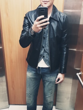「アイテム（ブルゾン）」を使った、lesterliuさん（メンズ・182cm・30代）の冬コーディネート