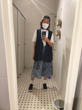 「initial（イニシャル）のアイテム（スカート）」を使った、Amy Ngaiさん（レディース・165cm）の春コーディネート