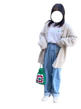 「ONIGIRI（オニギリ）のアイテム（スニーカー）」を使った、熊丸リナさん（レディース・153cm）の冬コーディネート