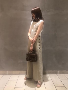 「green label relaxing（グリーンレーベルリラクシング）のFFC PVC コンビ MINI バスケット（かごバッグ、ブラウン系）」を使った、souma11428さんの夏コーディネート