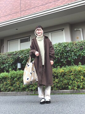 「JUNOAH（ジュノア）のアイテム（ダウンジャケット/コート）」を使った、ゆっこさん（レディース・152cm）の冬コーディネート