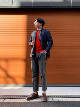 「日常」｜「アイテム（スラックス）」を使った、jaepil leeさん（メンズ・175cm）の冬コーディネート