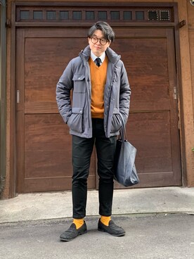 「TAKA-Q（タカキュー）のアイテム（ジャケット/アウター）」を使った、jaepil leeさん（メンズ・175cm）の冬コーディネート