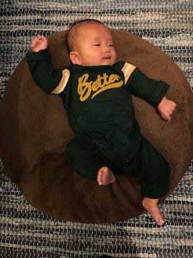 「アイテム（ロンパース、グリーン系）」を使った、shioooneさん（キッズ・60cm）の秋コーディネート