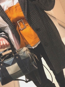 「ワンポイント」｜「アイテム（チェスターコート）」を使った、JELさん（レディース・157cm）の冬コーディネート