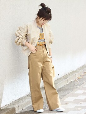 「Spick & Span（スピックアンドスパン）のアイテム（MA-1）」を使った、Mizuki＊さん（レディース・160cm）の冬コーディネート