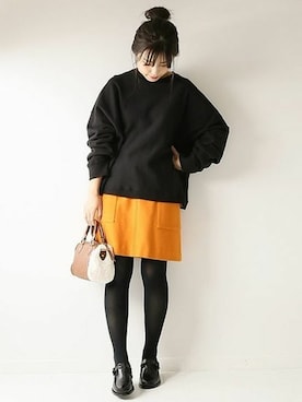 「オレンジスカート」｜Mizuki＊さん（レディース・160cm）の秋コーディネート