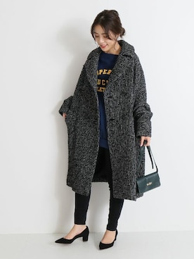「オーバーサイズコート」｜「アイテム（スウェット）」を使った、Mizuki＊さん（レディース・160cm）の秋コーディネート