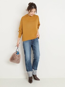 「マスタードイエロー」｜Mizuki＊さん（レディース・160cm）の秋コーディネート