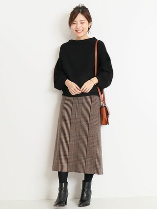 【タグ付き】Spick & Span チェックツィード フロントジップ スカート Spick & Span（スピックアンドスパン）の「チェックツィード