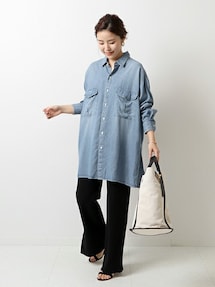 美品 スピックアンドスパン ティッカ TICCA 別注 デニムサファリシャツ 美品 スピックアンドスパン ティッカ TICCA 別注 デニムサファリ