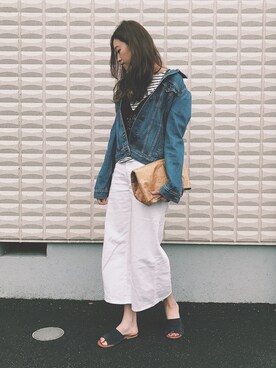 「ペーパーバッグ」｜「アイテム（デニムジャケット）」を使った、kanaさん（レディース・168cm）の夏コーディネート