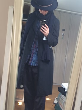 「TAKAHIROMIYASHITATheSoloIst.（タカヒロミヤシタザソロイスト）のアイテム（チェスターコート）」を使った、naokichi@0910さん（メンズ・176cm）の冬コーディネート