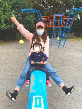 「ソックススニーカー」｜「アイテム（帽子）」を使った、☻*nikoさん（キッズ・90cm）の秋コーディネート