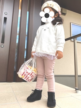 「西松屋」｜「アイテム（ハンチング/ベレー帽）」を使った、☻*nikoさん（キッズ・90cm）の冬コーディネート