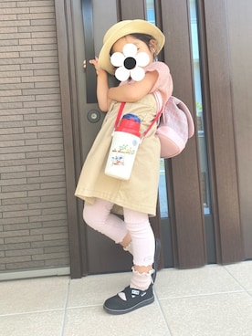 「apres les cours（アプレレクール）のアイテム（ジャンパースカート）」を使った、☻*nikoさん（キッズ・100cm）の春コーディネート