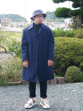「ワーク」｜「アイテム（ステンカラーコート）」を使った、山羊すけさん（メンズ・164cm）の秋コーディネート