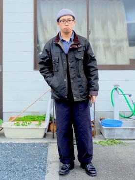 「ENGINEERED GARMENTS」｜「アイテム（その他アウター）」を使った、山羊すけさん（メンズ・164cm）の冬コーディネート