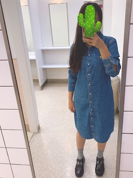 「Levi's（リーバイス）のアイテム（シャツワンピース）」を使った、Midoriririさん（レディース・152cm）の秋コーディネート