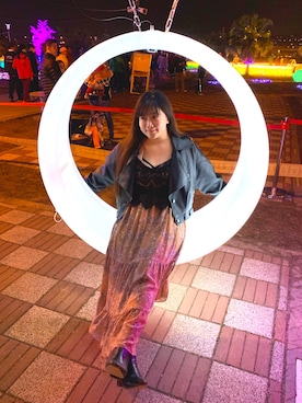 「アイテム（ドレス、ピンク系）」を使った、棉花糖さん（レディース・162cm）の冬コーディネート