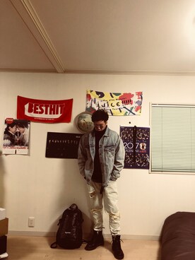 「PUNYUS（プニュズ）のアイテム（ジャケット/アウター）」を使った、あーささん（メンズ・173cm）の冬コーディネート