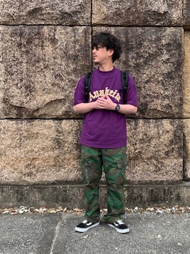 「Right-on（ライトオン）のアイテム（カーゴパンツ）」を使った、けんじさん（メンズ・171cm）の春コーディネート