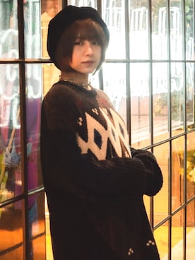 「glamb（グラム）のアイテム（ハンチング/ベレー帽）」を使った、髙橋 遼さん（レディース・154cm）の冬コーディネート