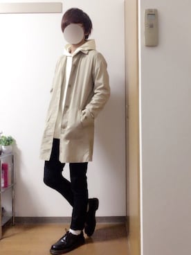 「アイテム（ステンカラーコート）」を使った、tsubasaさん（メンズ・169cm・10代）の冬コーディネート