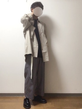 「ビッグシャツ」｜「アイテム（スウェット）」を使った、tsubasaさん（メンズ・168cm）の春コーディネート
