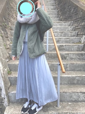 「おおぶりピアス」｜「アイテム（スカート）」を使った、ちなっちさん（レディース・161cm）の春コーディネート
