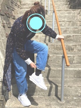 「LOWRYS FARM（ローリーズファーム）のCONEハイライズワイドデニム　800874（デニムパンツ）」を使った、ちなっちさん（レディース・161cm）の春コーディネート