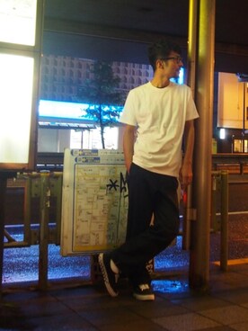 「STARTER BLACK LABEL（スターターブラックレーベル）のアイテム（Tシャツ/カットソー）」を使った、YOSUKEさん（メンズ・175cm）の夏コーディネート