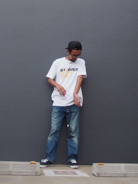 「STARTER BLACK LABEL（スターターブラックレーベル）のアイテム（Tシャツ/カットソー）」を使った、YOSUKEさん（メンズ・175cm）の夏コーディネート