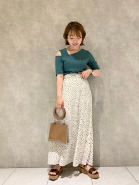 「ドット柄スカート」｜MAYUさん（レディース・153cm）の夏コーディネート