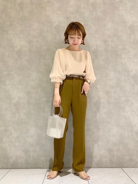 「ビーズバッグ」｜「アイテム（スラックス）」を使った、MAYUさん（レディース・153cm）の夏コーディネート