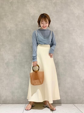 「メロートップス」｜「アイテム（ハンドバッグ）」を使った、MAYUさん（レディース・153cm）の夏コーディネート