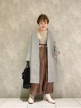 「ラメスカート」｜「アイテム（その他アウター）」を使った、MAYUさん（レディース・153cm）の秋コーディネート