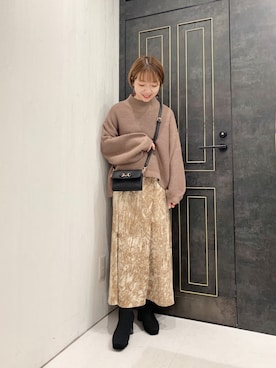 「ベロアスカート」｜「アイテム（その他）」を使った、MAYUさん（レディース・153cm）の秋コーディネート